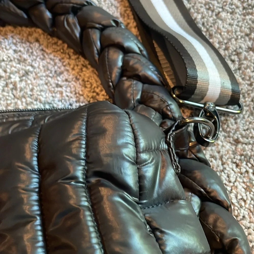 Think Royln | Kelsie Braided Quiled Nylon Hobo Bag. Black. - Picture 10 of 12